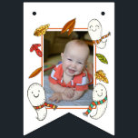 Happy Ghosts Boothday with Photo Birthday Bunting<br><div class="desc">Are you celebrating a boo-thday Halloween birthday this year? Make your party extra cute and colourful with this festive Fall ghost banner! Featuring hand drawn artwork of some sweet ghosts in scarves flying through the autumn leaves. Fun jack-o-lanterns add to the decor for the perfect addition to your party! Matching...</div>