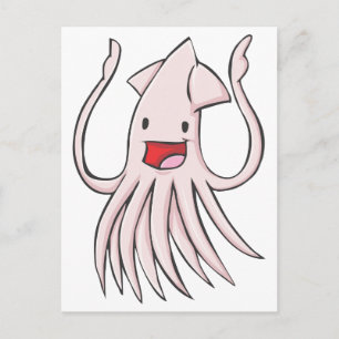 Happy Giant Squid Cartoon Postcard