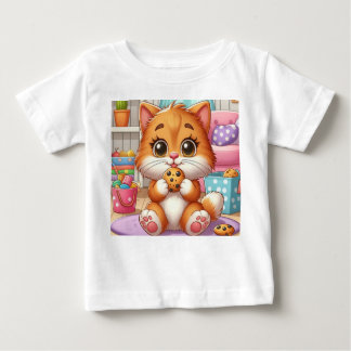 Happy Ginger Kitten With Cookie Toddler T-Shirt