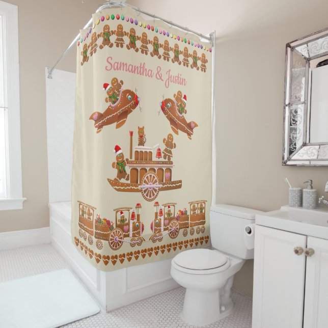 Happy Gingerbread Cookies Shower Curtain (In Situ)