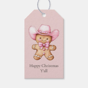 Happy Gingerbread Cowgirl Christmas Gift Tags