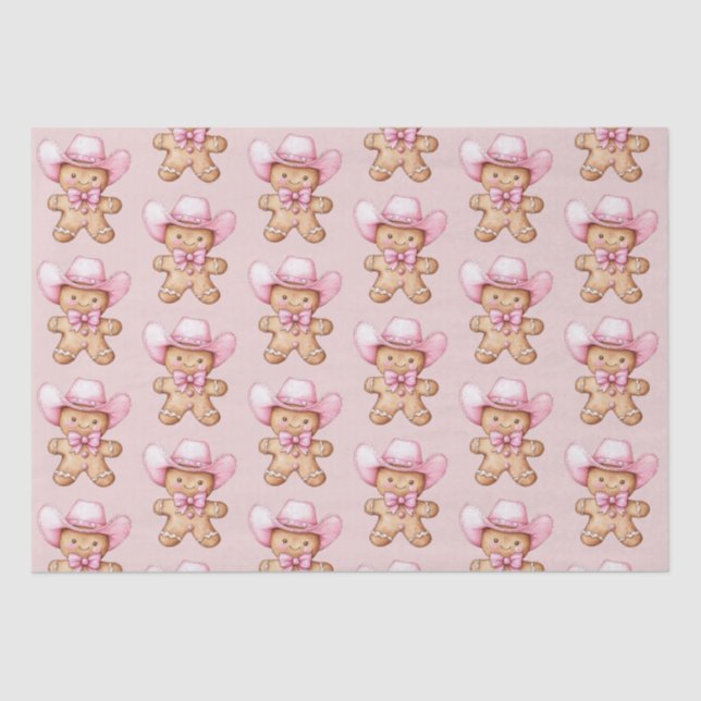 Happy Gingerbread Cowgirl Christmas Tissue Paper (Front)