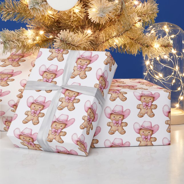 Happy Gingerbread Cowgirl Christmas Wrapping Paper (Holidays)