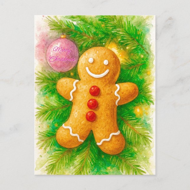 Happy Gingerbread Holiday Christmas Postcard (Front)