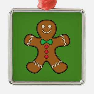 Happy Gingerbread Man Metal Ornament