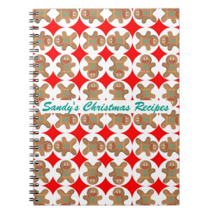 Happy Gingerbread Personalised Christmas Cookbook Notebook