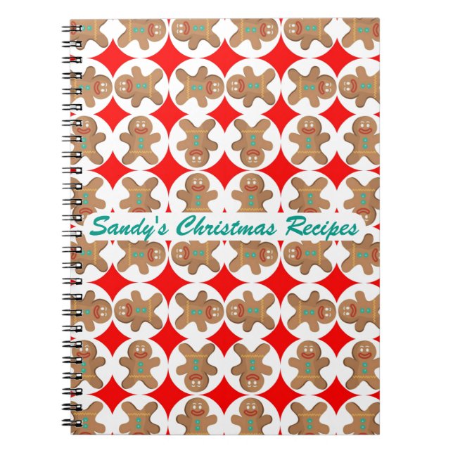 Happy Gingerbread Personalised Christmas Cookbook Notebook (Front)