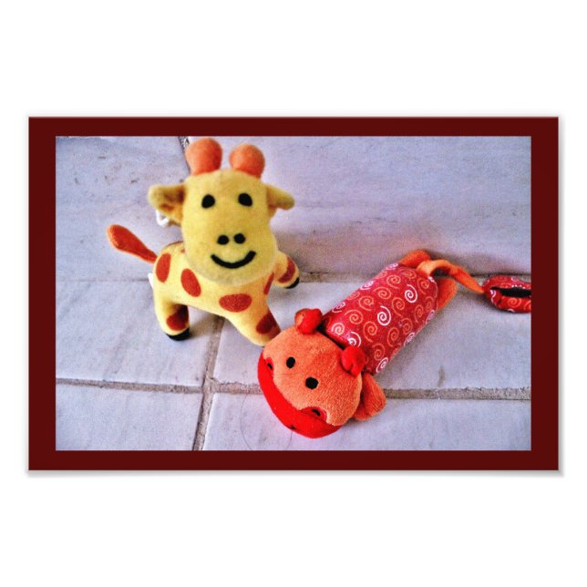 Happy Giraffe and Hippo Photo Print (Front)