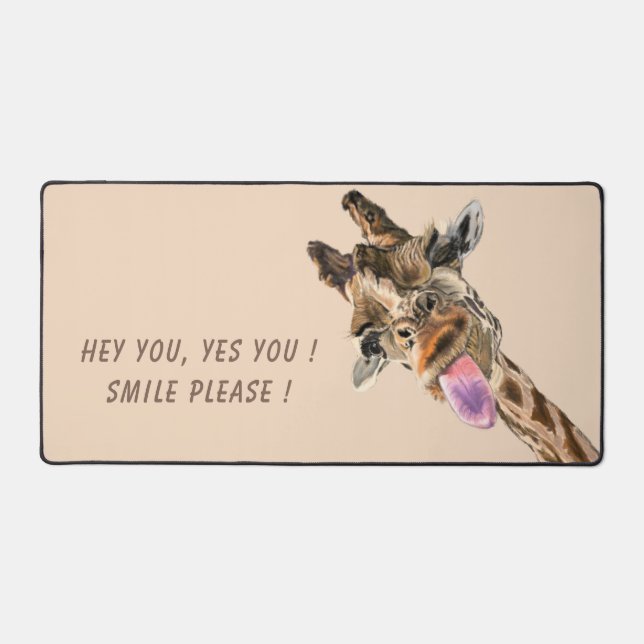 Happy Giraffe Custom Colour and Text Funny Desk Ma Desk Mat (Front)