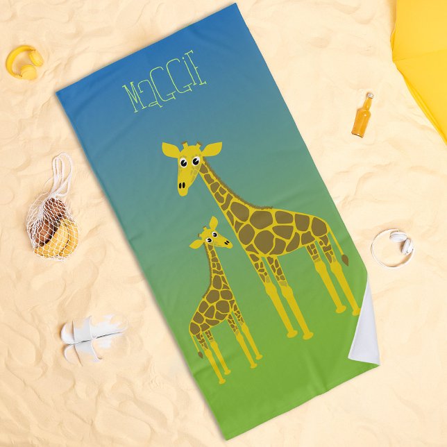 Happy giraffe family beach towel (Creator Uploaded)