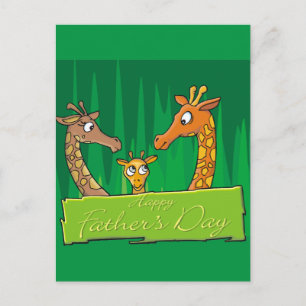 Happy Giraffe Family Father's Day Postcard