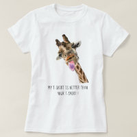 Happy Giraffe Tongue Out Funny T-Shirt - Your Text