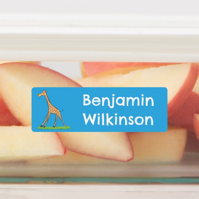 Happy giraffe with butterfly cartoon personalised (Affixed)