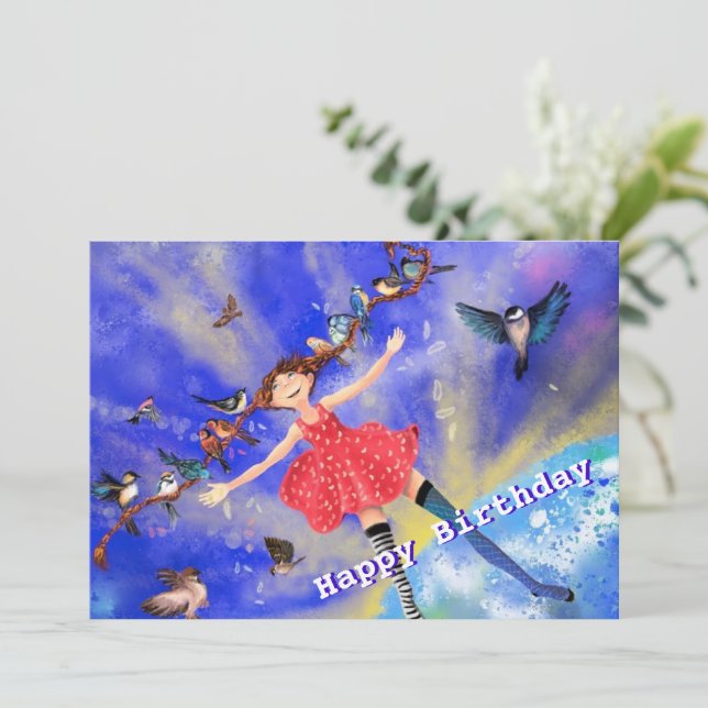 Happy Girl Birthday Card (Standing Front)