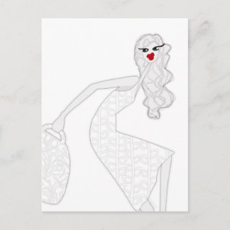 Happy Girl Dancing Glam Colouring Postcard