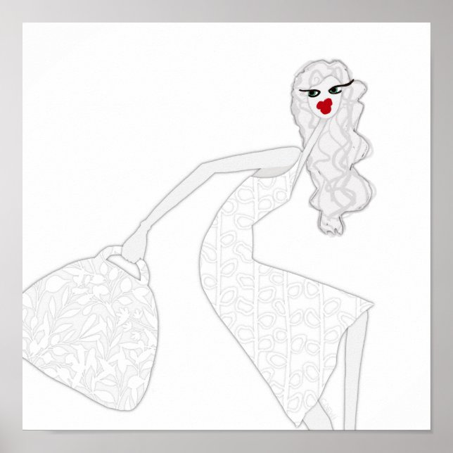 Happy Girl Dancing Glam Colouring Poster (Front)
