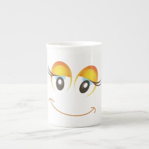 HAPPY GIRL FACE BONE CHINA MUG