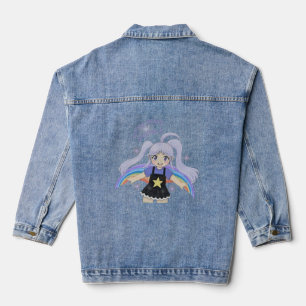 Happy Girl Hand Drawn Illustration – Little Happy  Denim Jacket