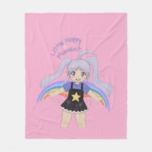 Happy Girl Hand Drawn Illustration – Little Happy  Fleece Blanket