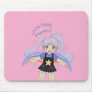 Happy Girl Hand Drawn Illustration – Little Happy Mouse Pad
