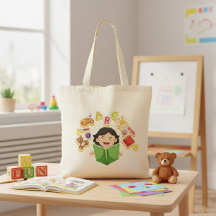 Happy Girl Reading Tote Bag