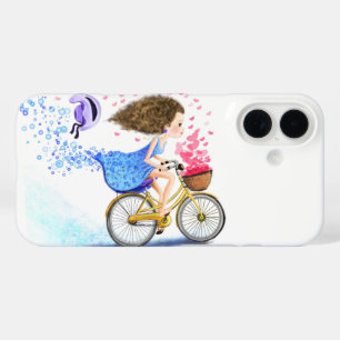 Happy Girl with Bike iPhone Case