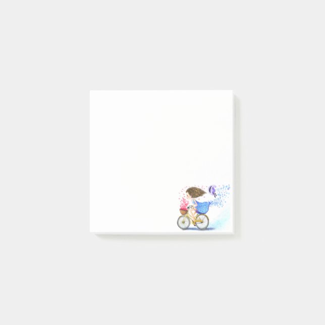 Happy Girl with Bike Post-it® Notes (Front)