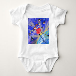 Happy Girl with Birds Baby Bodysuit