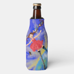 Happy Girl with Birds - Happines - Bottle Cooler