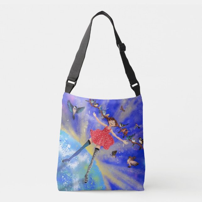 Happy Girl with Birds - Happines Crossbody Bag (Front)