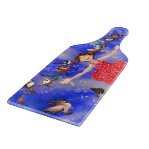 Happy Girl with Birds - Happines Cutting Board