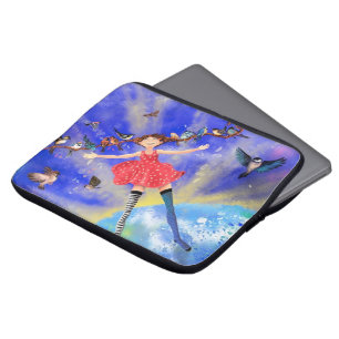 Happy Girl with Birds - Happines Laptop Sleeve