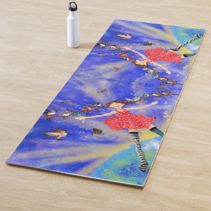 Happy Girl with Birds - Happines Yoga Mat