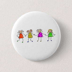Happy Girls 6 Cm Round Badge