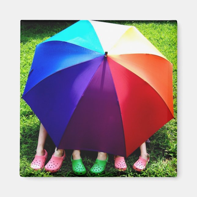 Happy Girls Under a Rainbow Magnet (Front)
