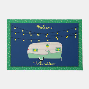 Happy Glamper Green Vintage Canned Ham Trailer Doormat