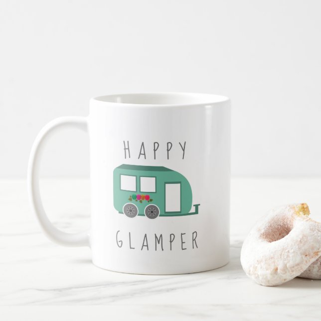 Happy Glamper RV Women's Camping Coffee Mug (With Donut)