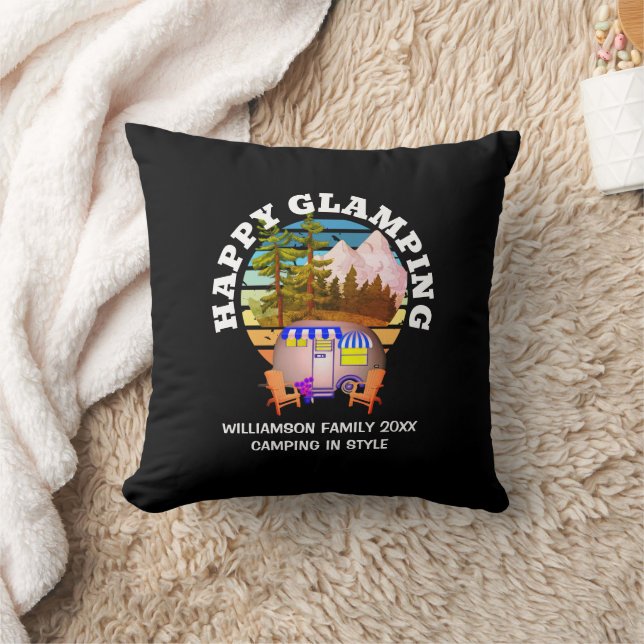 HAPPY GLAMPING Custom Name Family Camping Trip Cushion (Blanket)