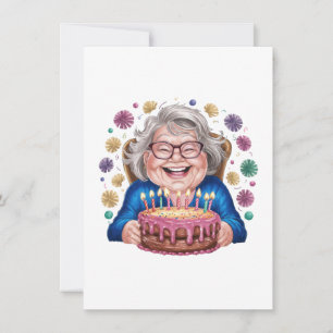 Happy Glasses Granny Bday Graphic Card