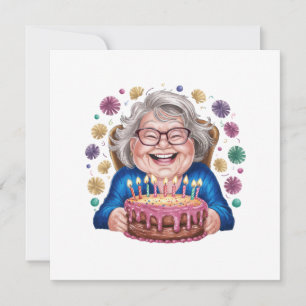 Happy Glasses Granny Bday Graphic Invitation