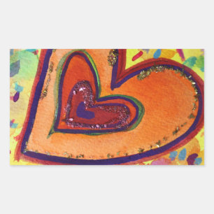 Happy Glitter Hearts Love Labels Art Stickers