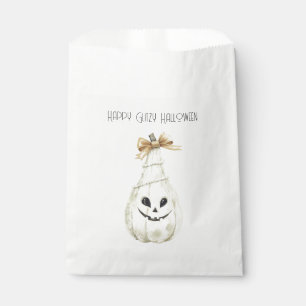Happy Glitzy Halloween Gold Cream Pumpkin Face Favour Bag