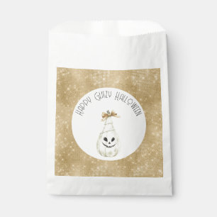 Happy Glitzy Halloween Gold Cream Pumpkin Face Favour Bag