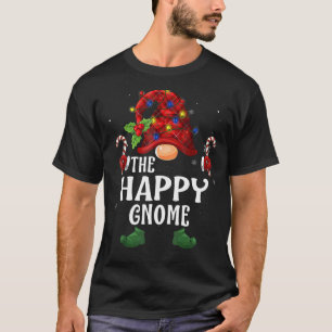 Happy Gnome Buffalo Plaid Matching Family Christma T-Shirt