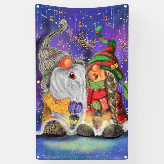 Happy Gnome Christmas Banner (Vertical)