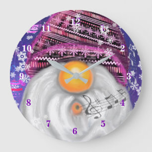 Happy Gnome In Purple Hat Christmas Clock