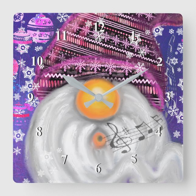 Happy Gnome In Purple Hat Clock (Front)