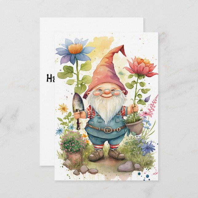 Happy Gnome-tastic Birthday Postcard: Colourful Ga Card (Front/Back)