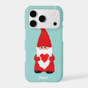 Happy gnome with heart on teal