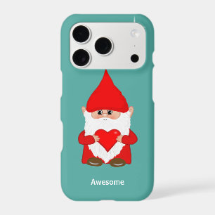 Happy gnome with heart on teal Case-Mate iPhone c